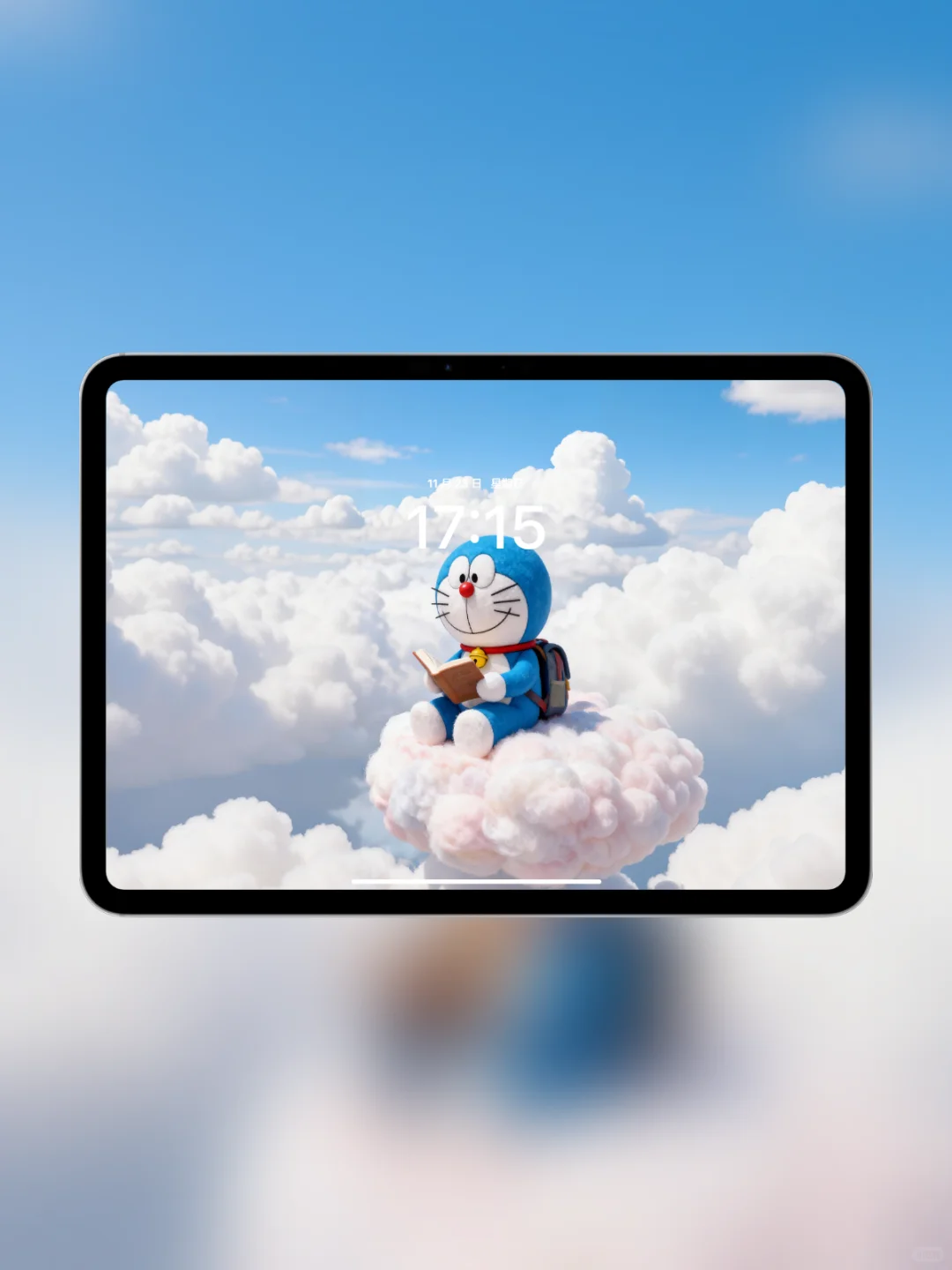 哆啦A梦云中读书|ipad壁纸