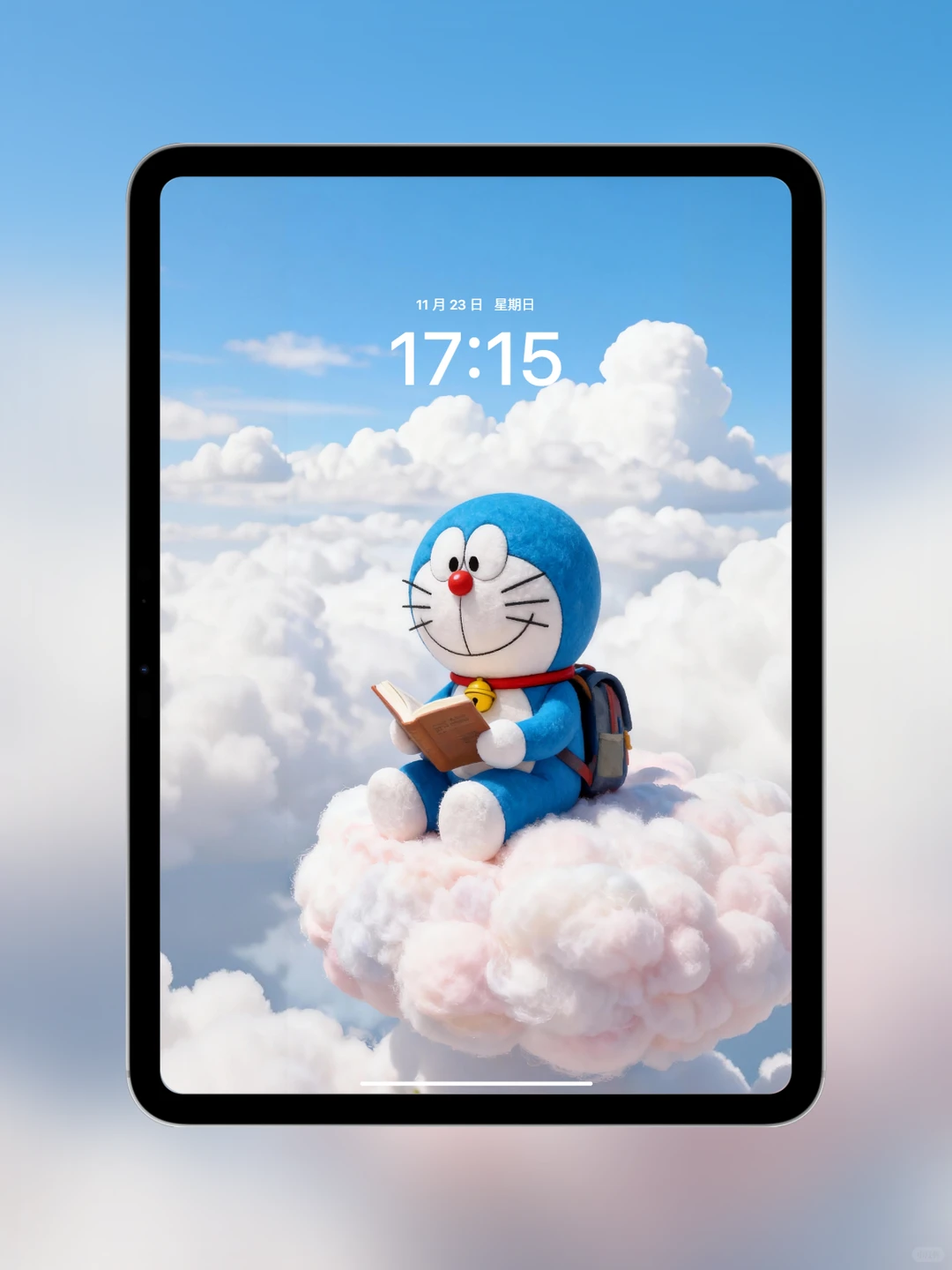 哆啦A梦云中读书|ipad壁纸