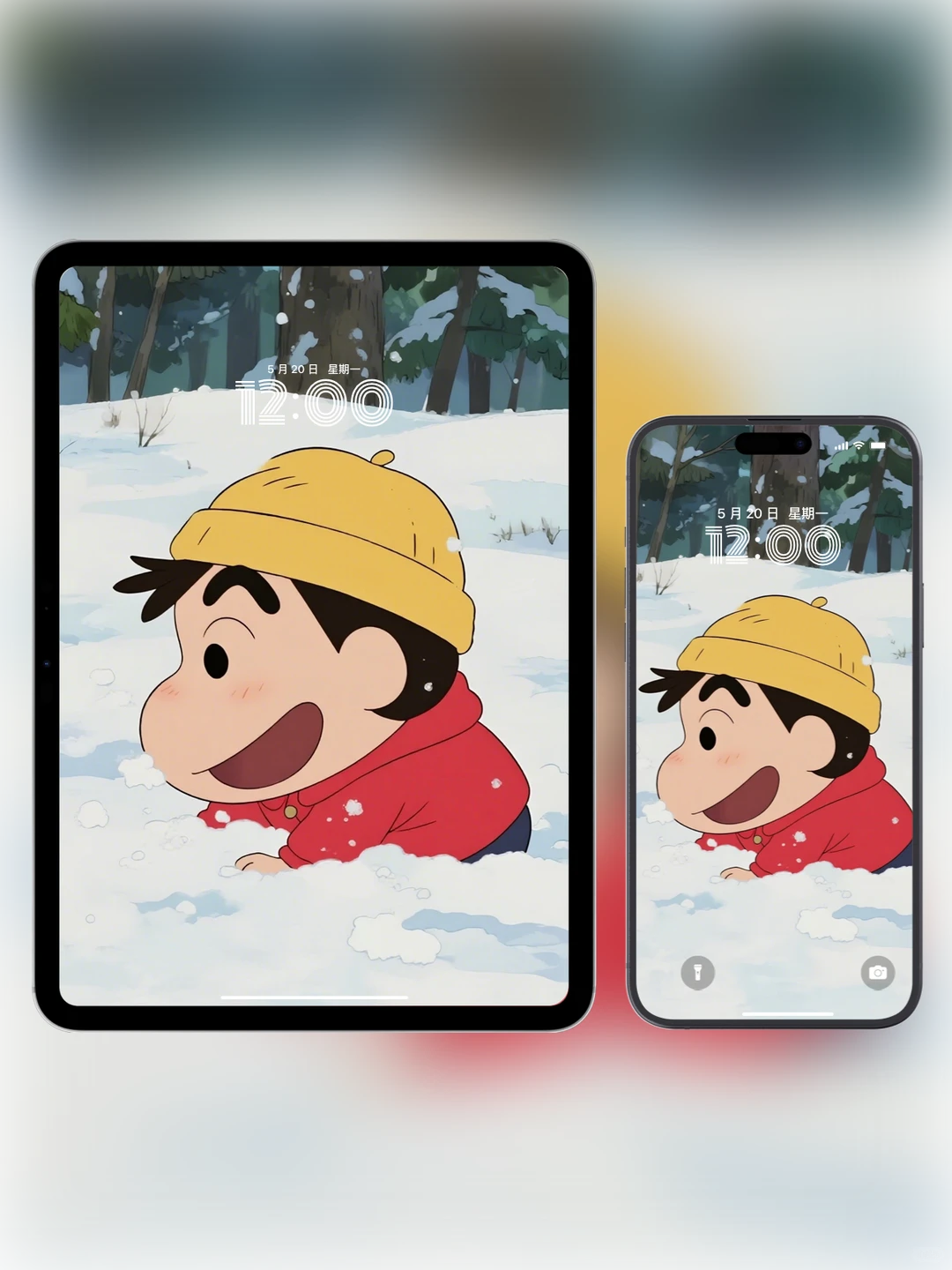 蜡笔小新冬日雪景壁纸❄️治愈系萌力暴击！