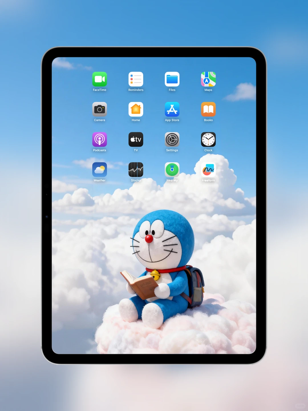 哆啦A梦云中读书|ipad壁纸