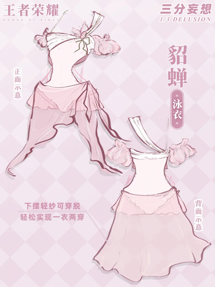 画了三套萌萌的王者荣耀同人泳装！