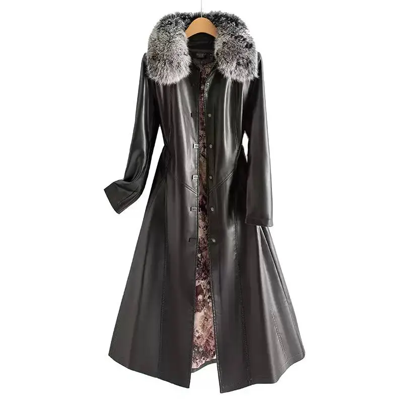 🎀海宁真皮皮衣女中长款秋冬新款加棉过