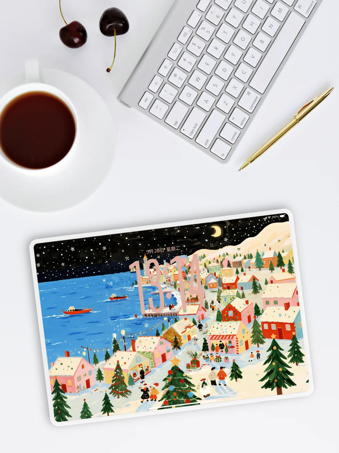 009｜❄️ 雪落海边小镇的圣诞夜平板壁纸