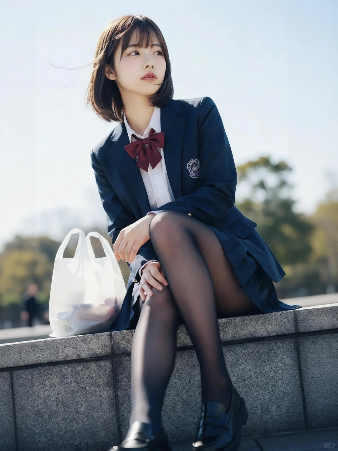 JK少女坐姿情绪图鉴