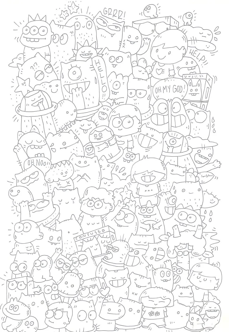 上班摸鱼必备线条画