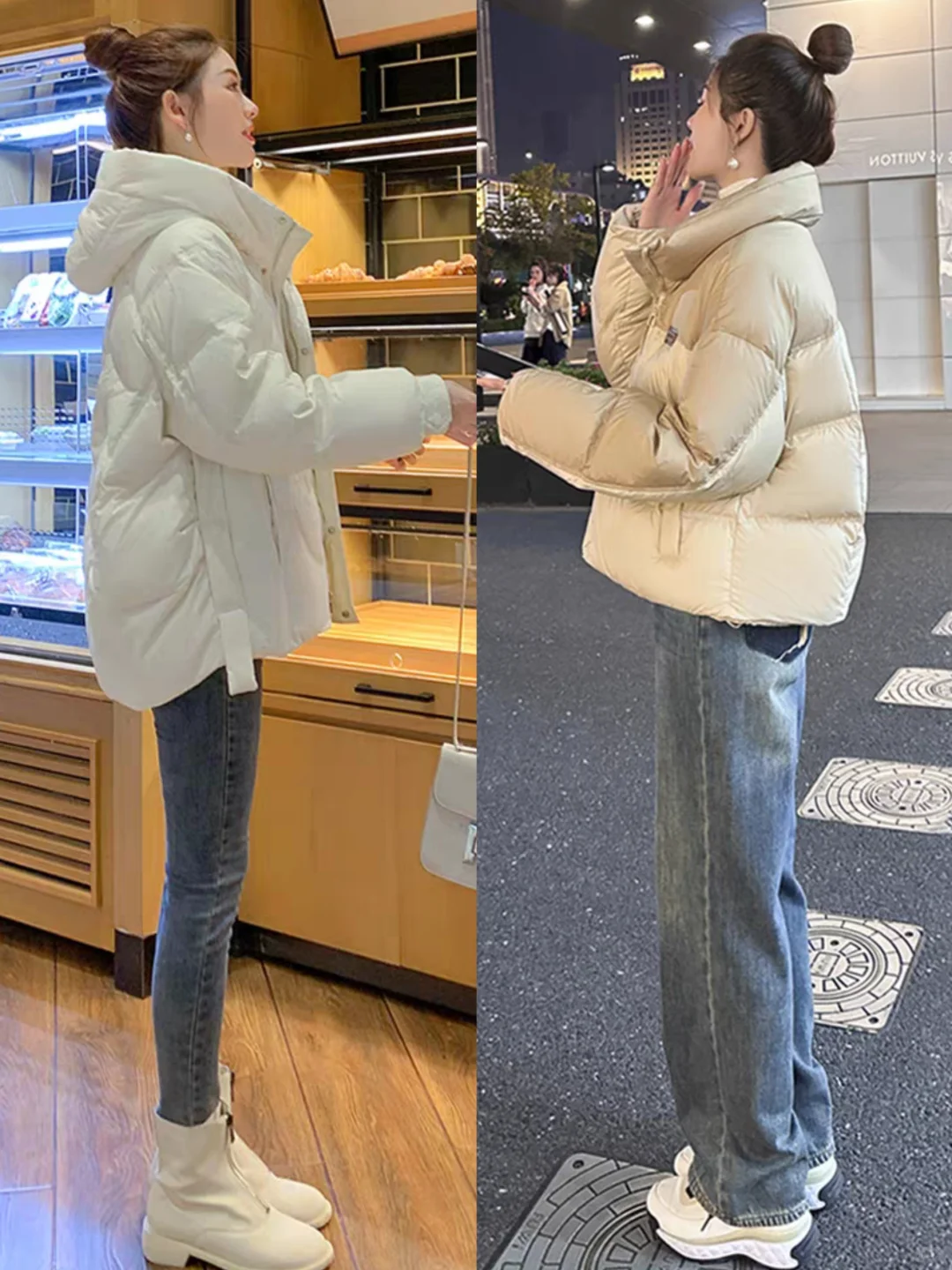 女生短款羽绒服穿搭时尚又显高冬季穿搭