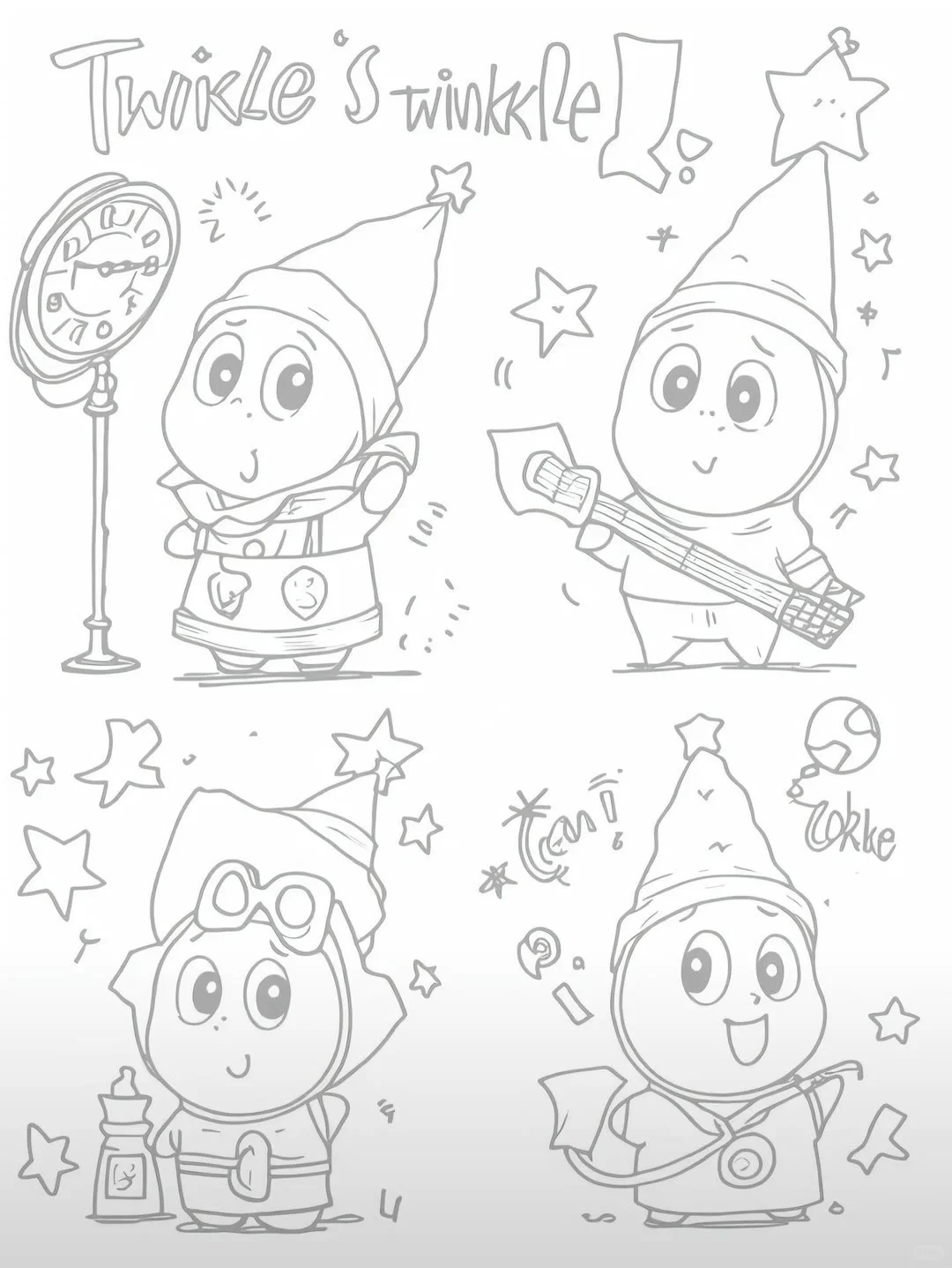 手绘线条涂鸦人物～