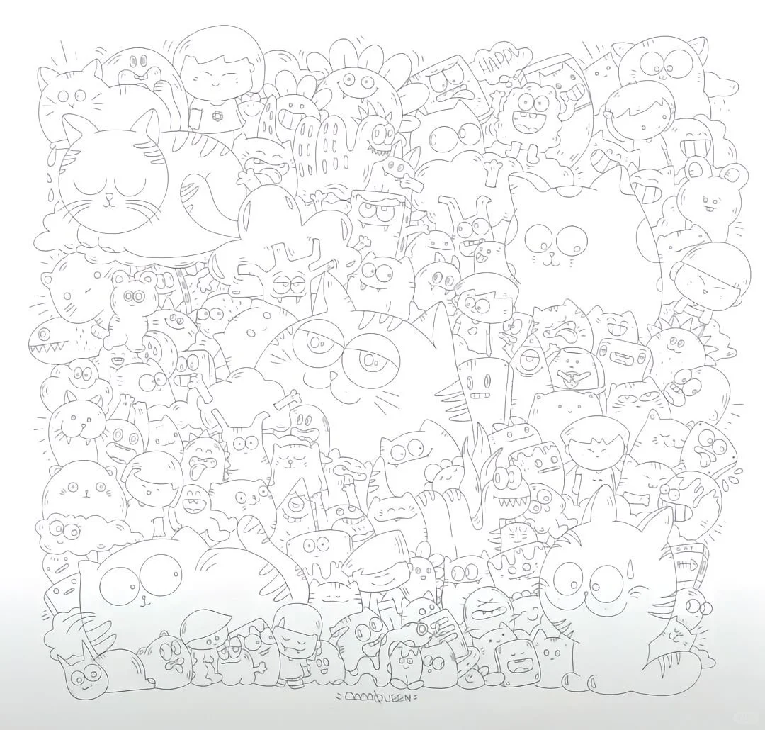 上班摸鱼必备线条画