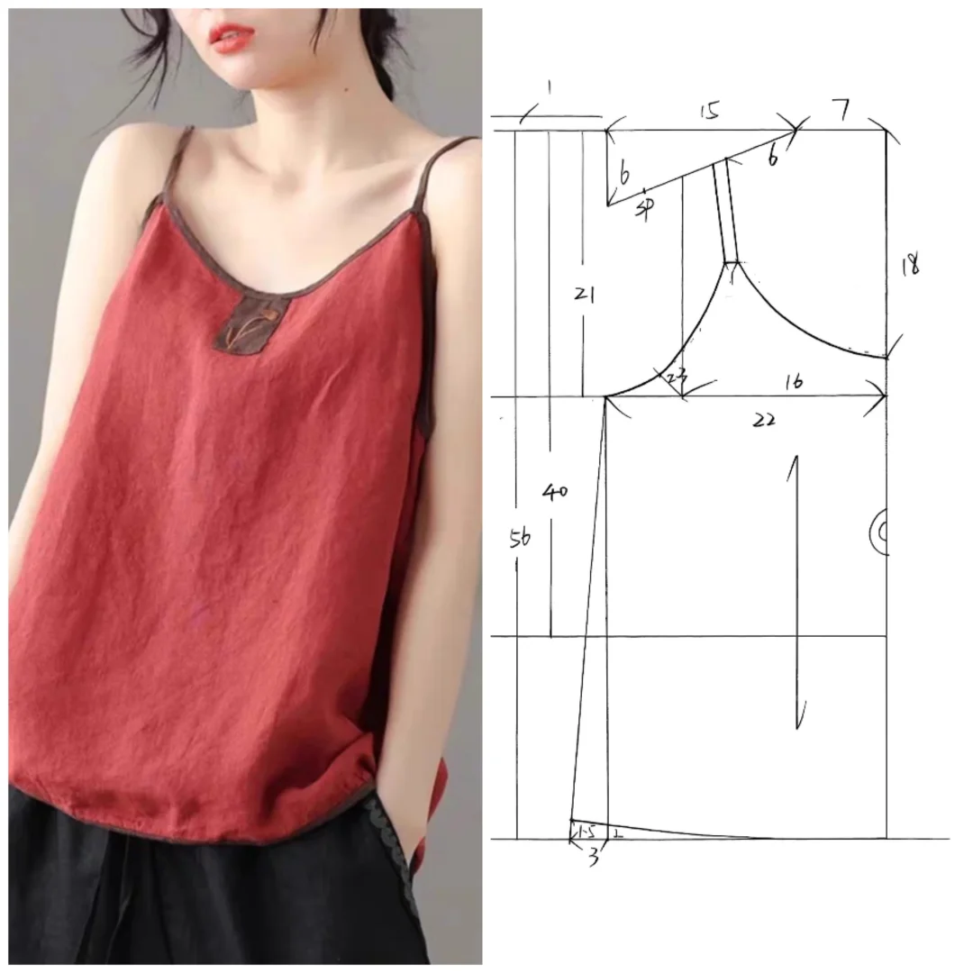 复古民族风棉麻小吊带制版