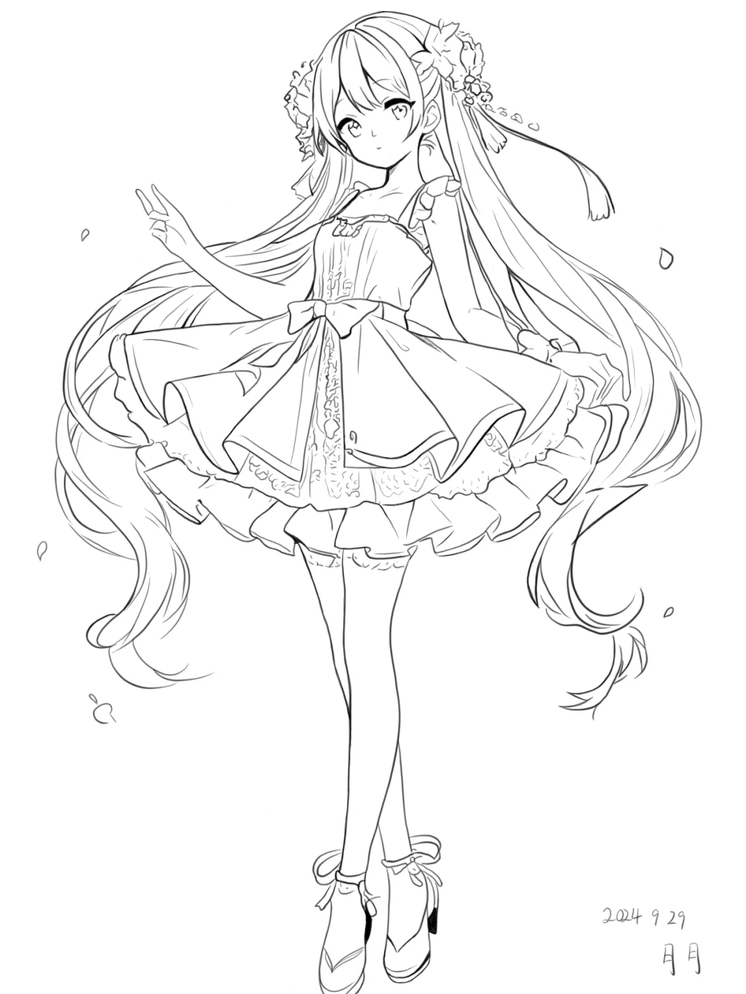 与线描画的邂逅之动漫少女