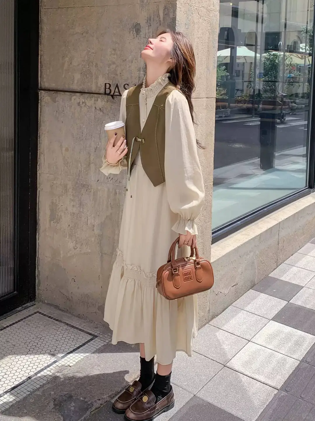 温柔风PU皮马甲套装女2025秋季新款氛🔥