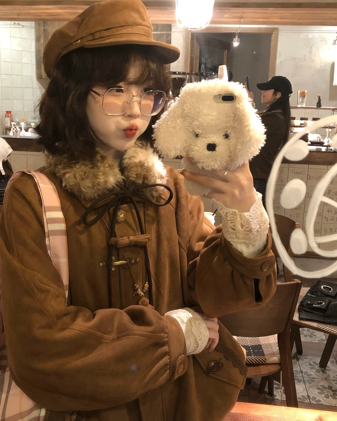 日系古早味叠穿🌰🍂毛毛领vintage花苞外套