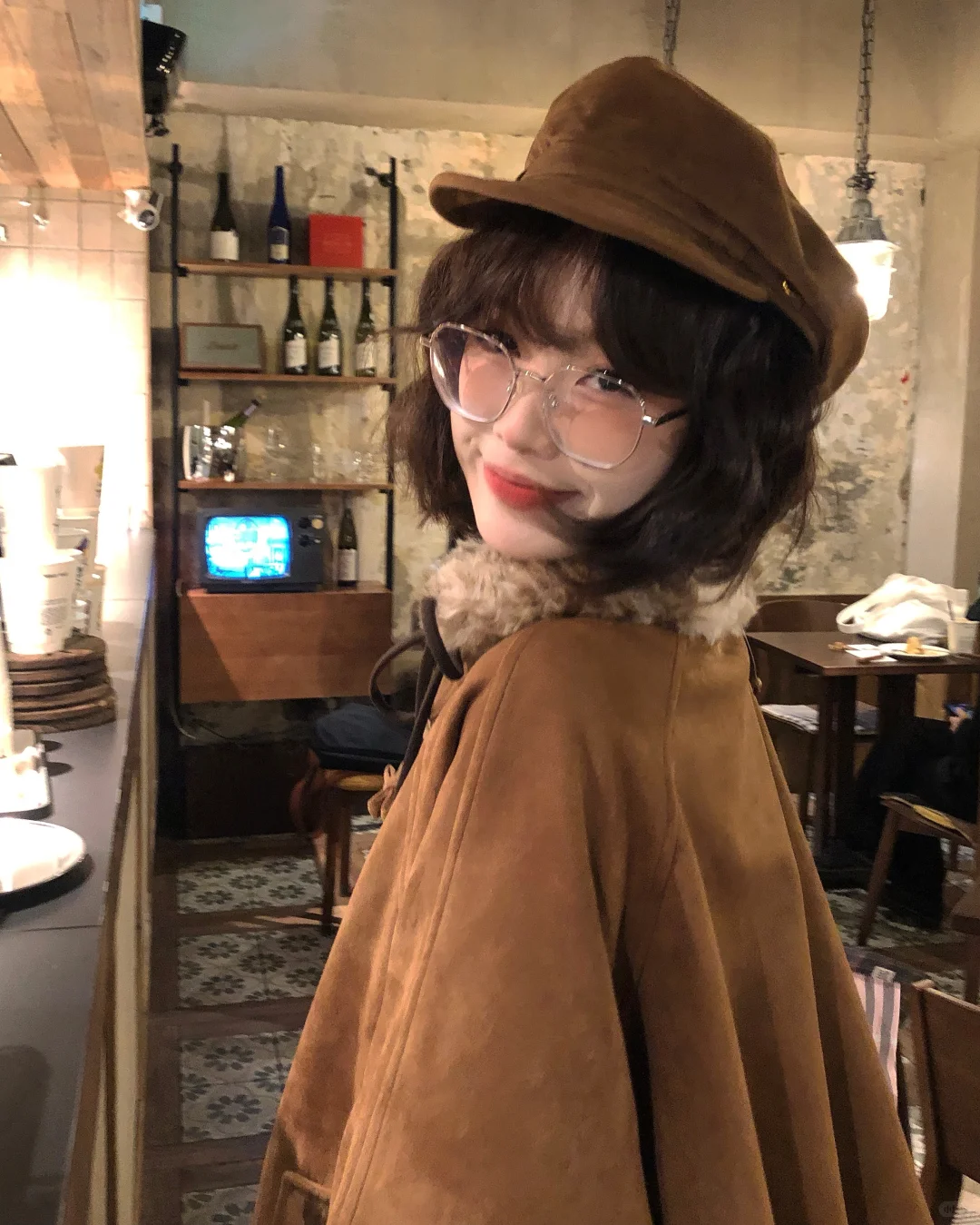 日系古早味叠穿🌰🍂毛毛领vintage花苞外套