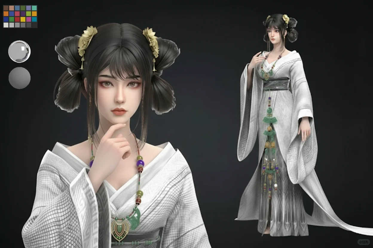 战国袍女性少女角色设计