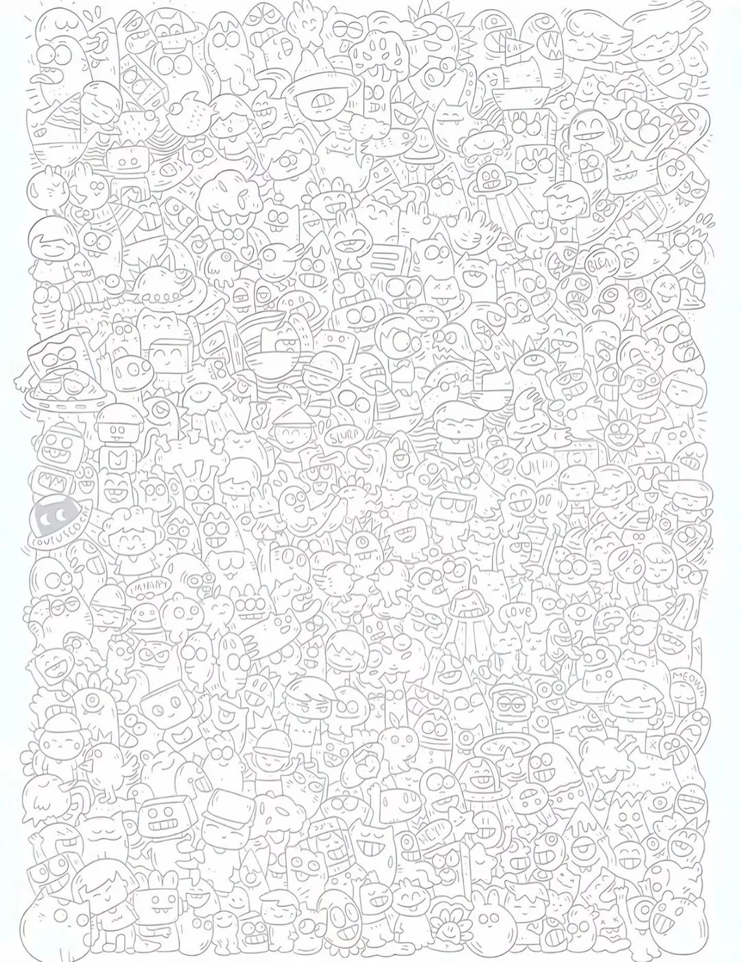 手绘线条涂鸦人物～