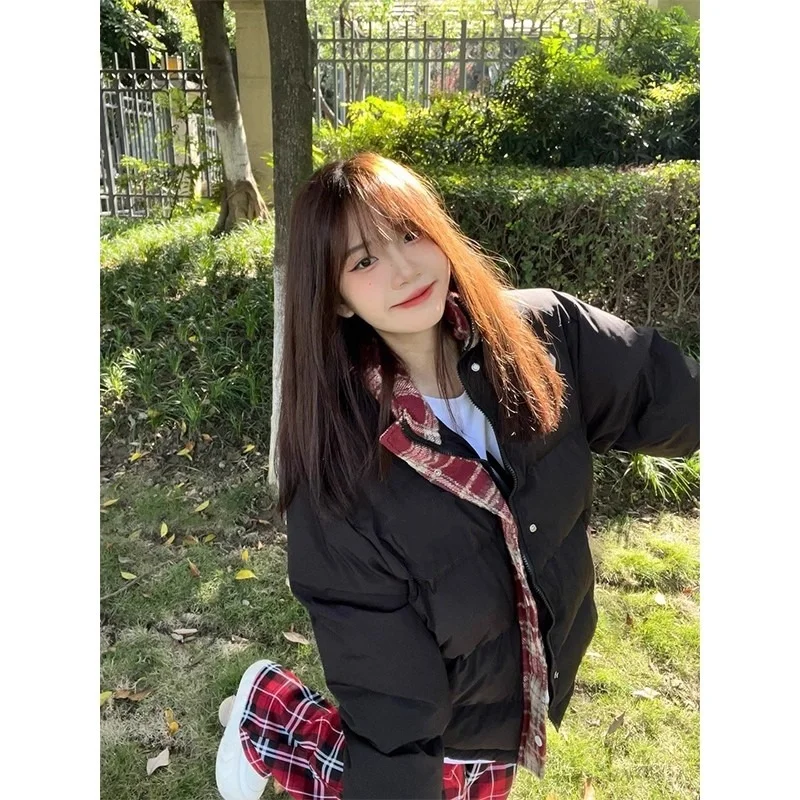 美式复古格子棉服，冬日氛围感拿捏