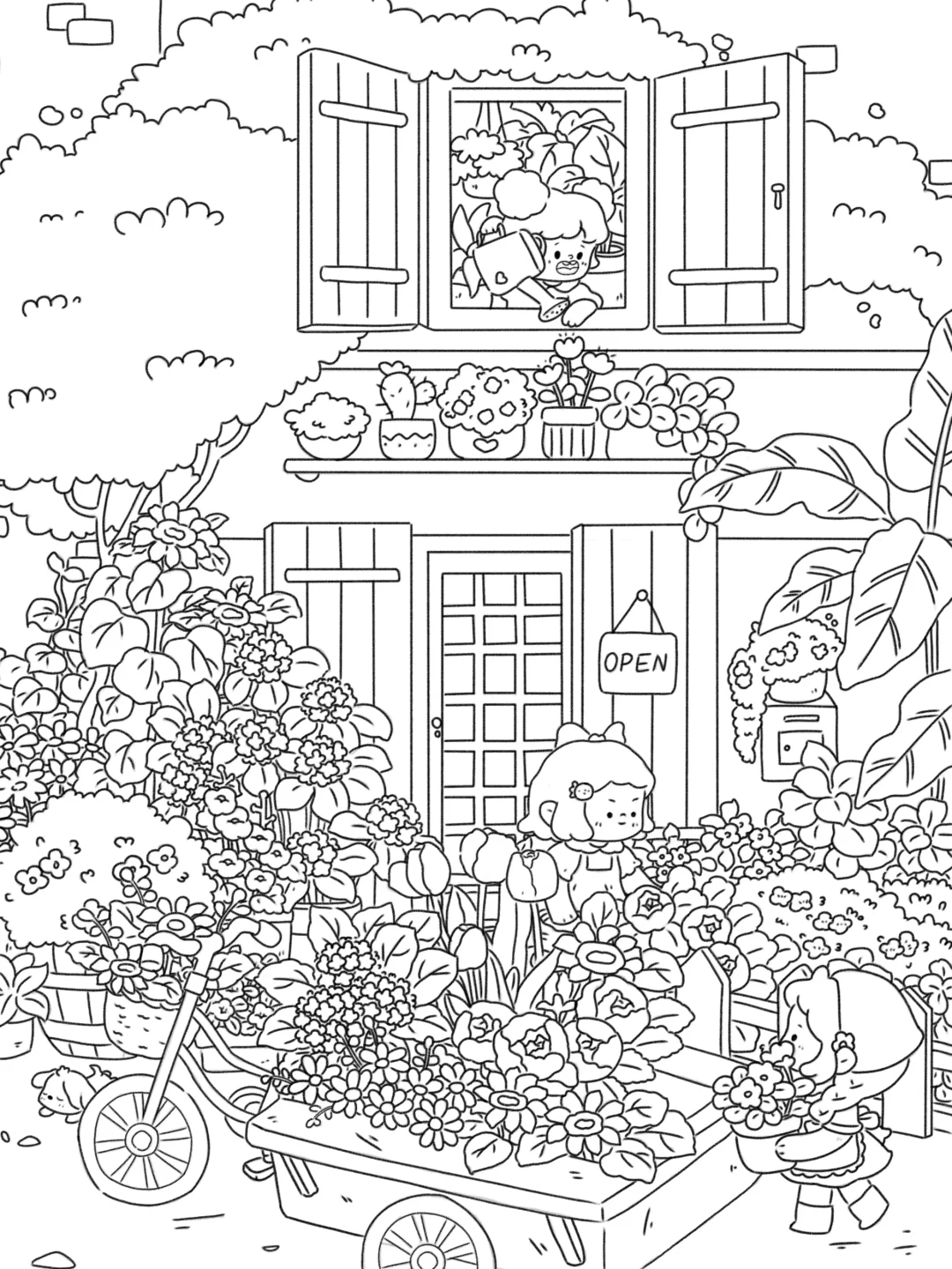 控笔练习day20🌸开花店的小女孩