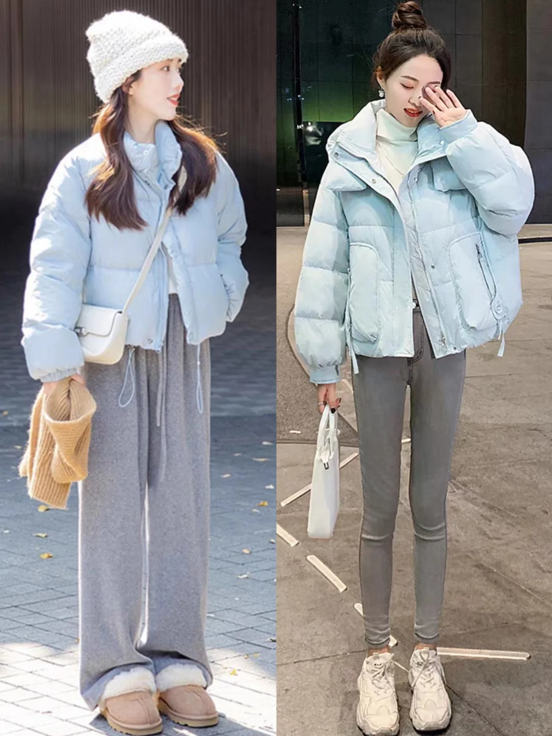 女生短款羽绒服穿搭时尚又显高冬季穿搭