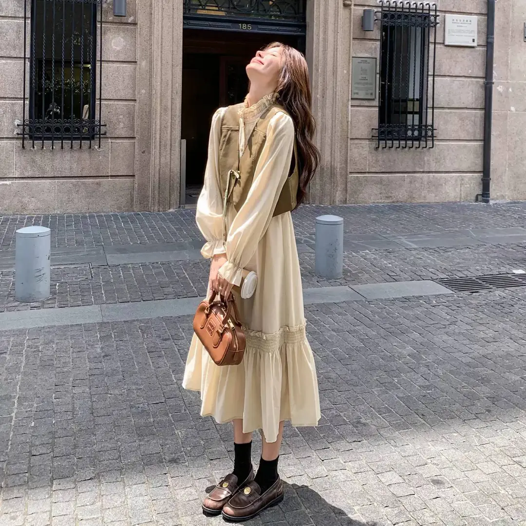 温柔风PU皮马甲套装女2025秋季新款氛🔥