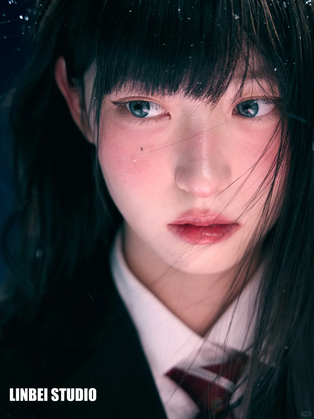 日系雪景写真｜蓝调雪境里的制服少女🩸