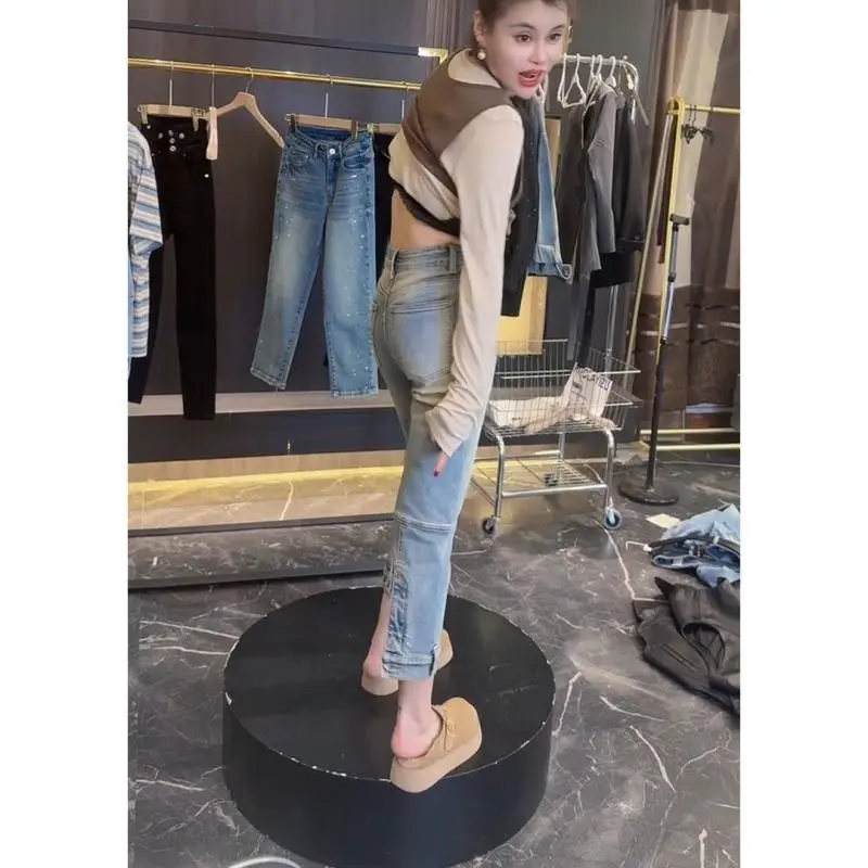 🌊梨形身材穿搭大码牛仔裤女春季新款洋