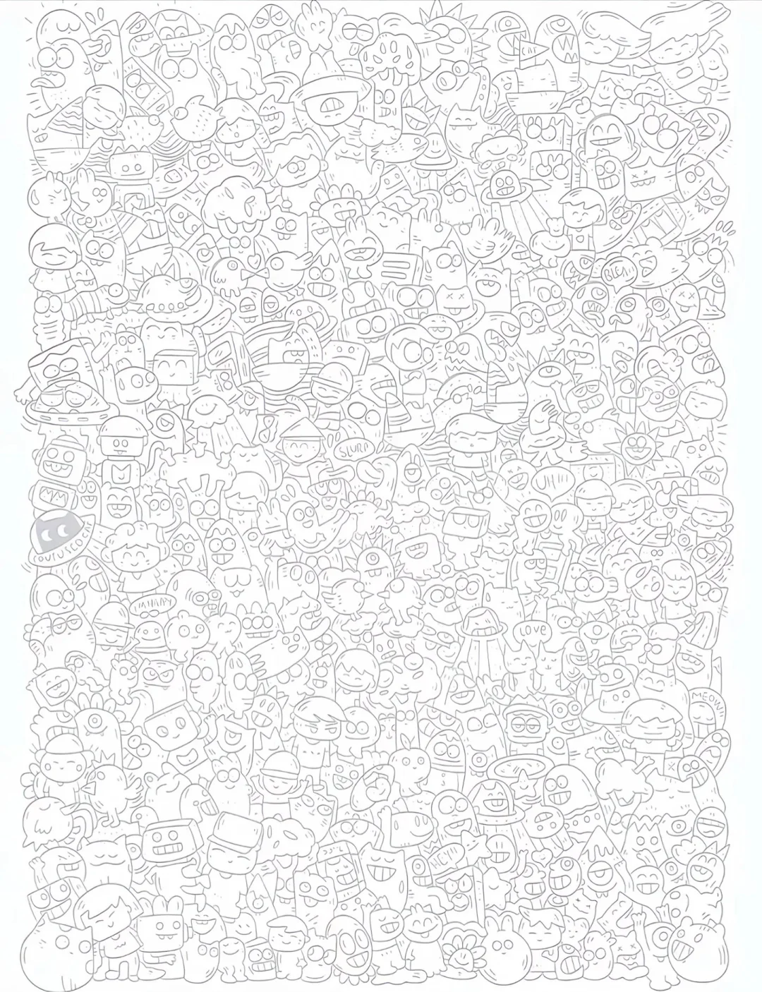 摸鱼搭子线条画，哄自己上班！