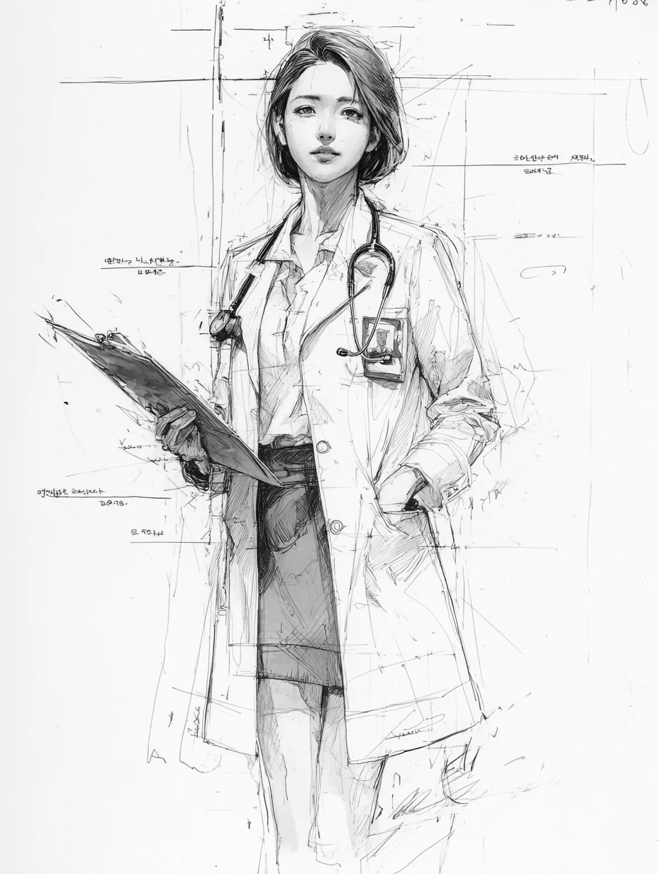 女医生|线条之美|铅笔插画