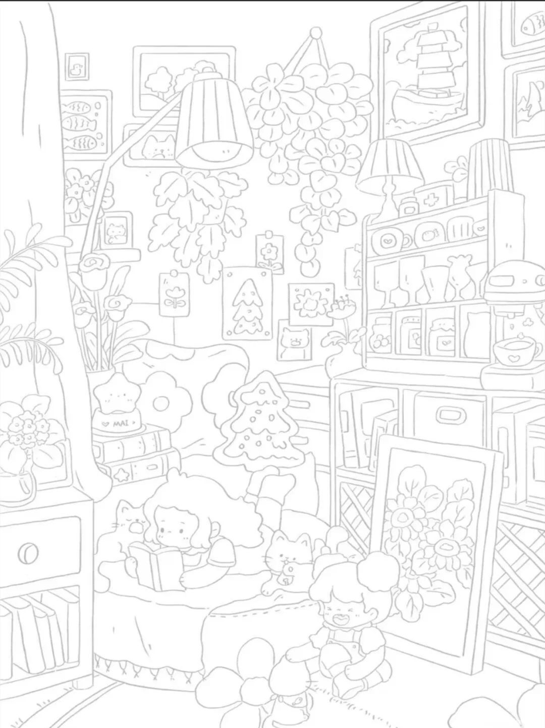 🔥 摸鱼神器68款解压线稿简笔画电子版