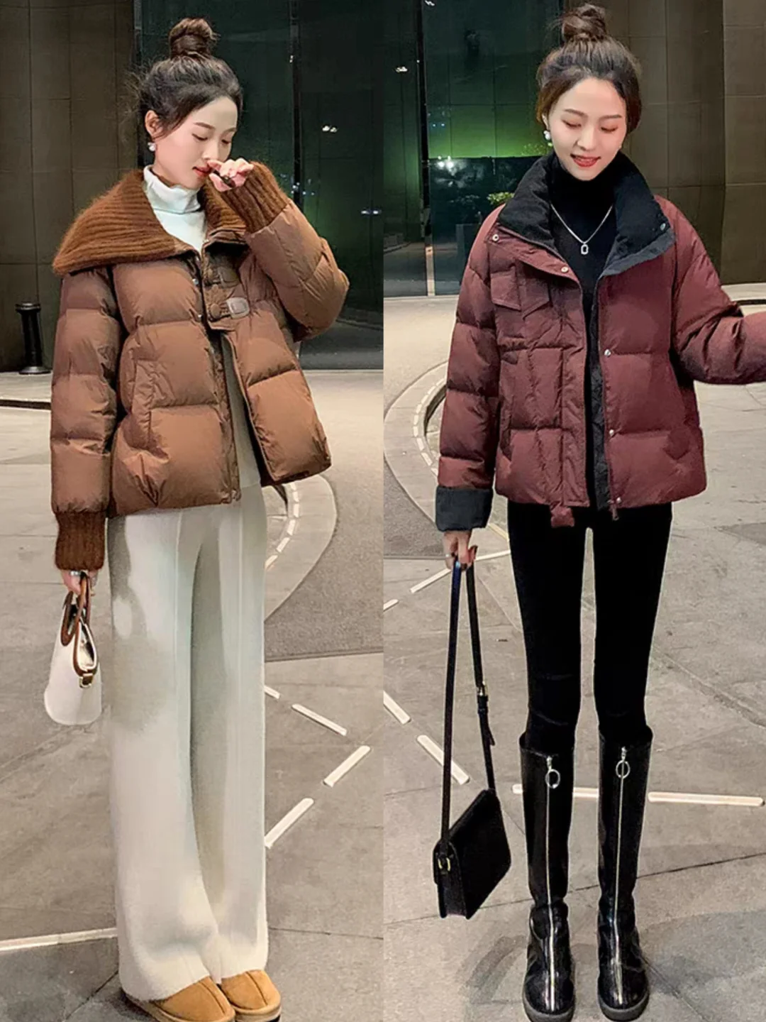 女生短款羽绒服穿搭时尚又显高冬季穿搭