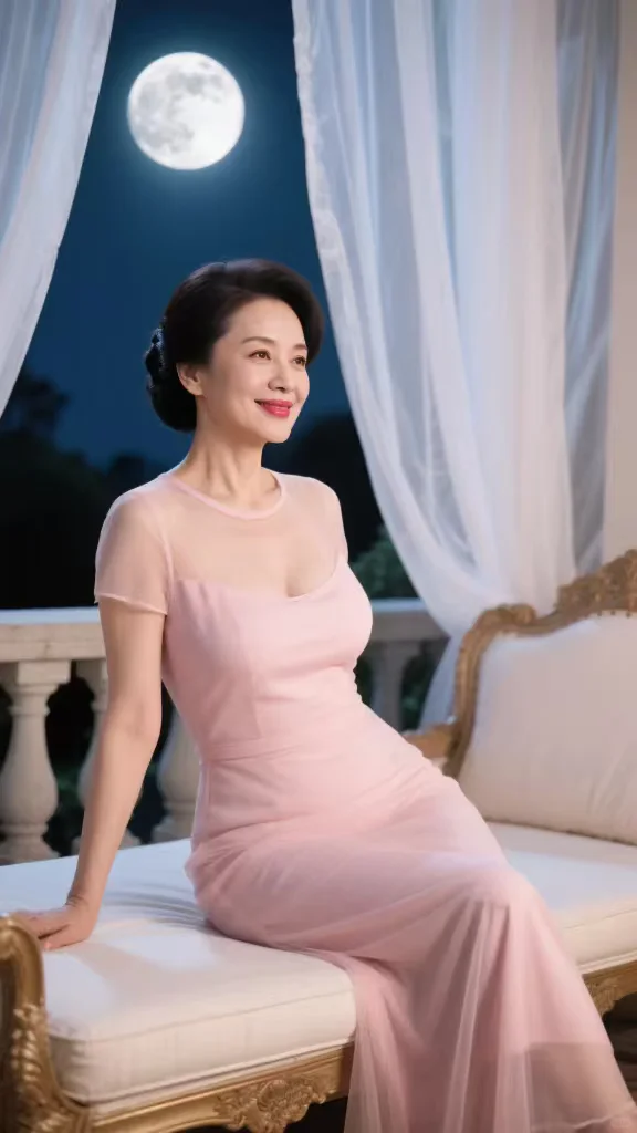 成熟月夜美人，48岁的阿姨风情万种