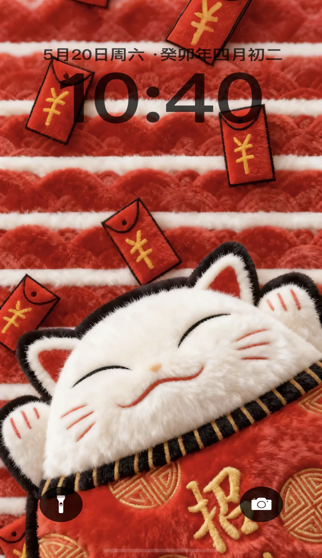 可爱毛绒绒卡通招财猫壁纸高清图片