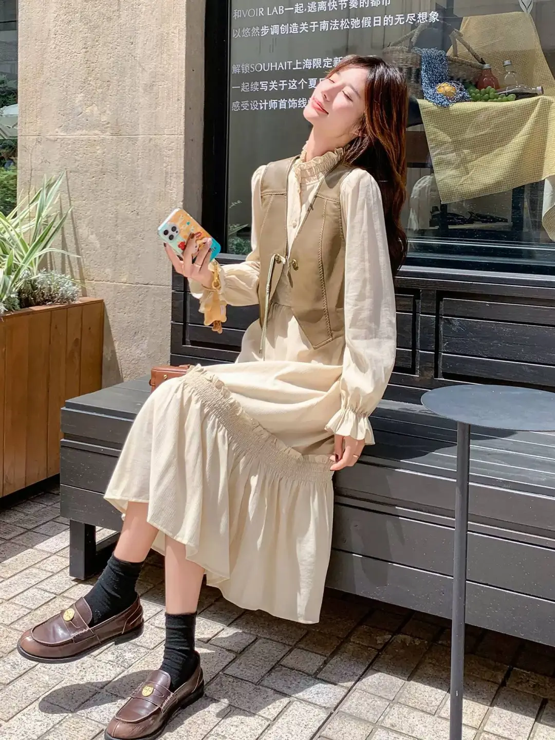 温柔风PU皮马甲套装女2025秋季新款氛🔥