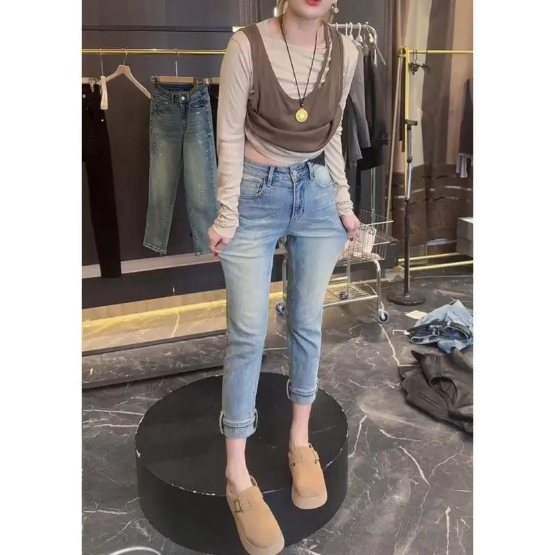 🌊梨形身材穿搭大码牛仔裤女春季新款洋