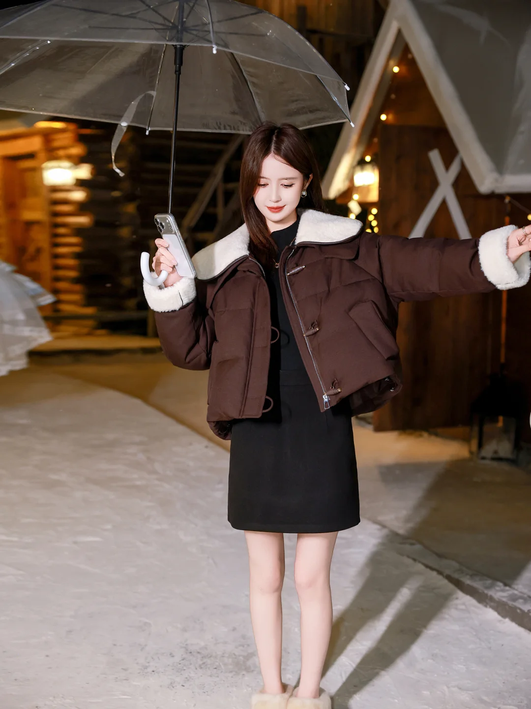 【古琳莉】羊羔毛领羽绒服女冬季2025新款