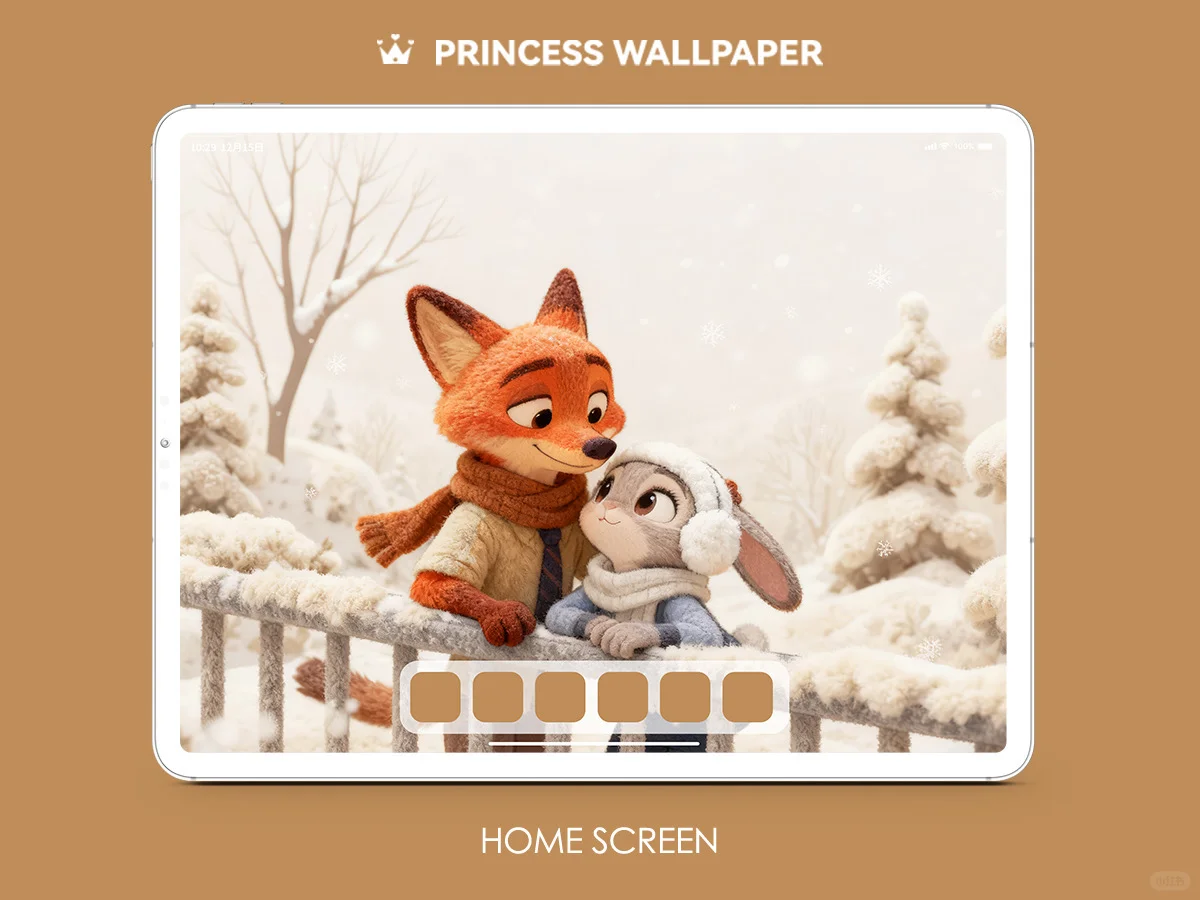 1119#🦊🐰尼克朱迪冬日恋歌🤎毛绒平板壁纸