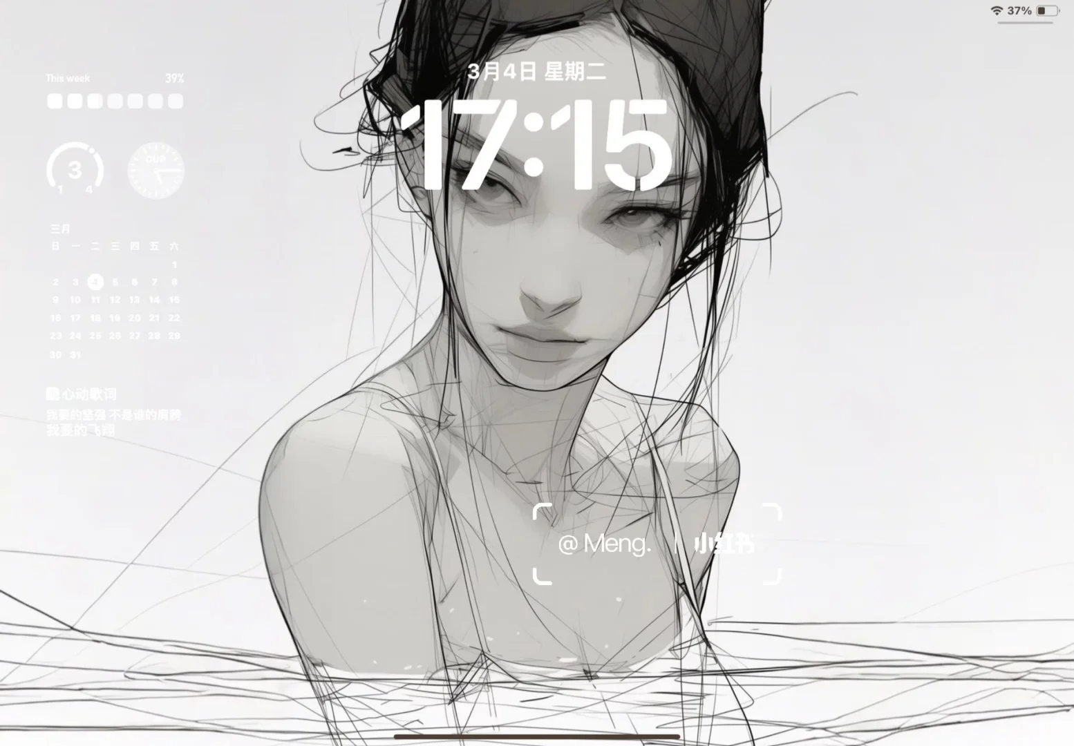 这组平板壁纸也太太太帅了! ♠️ 黑白少女