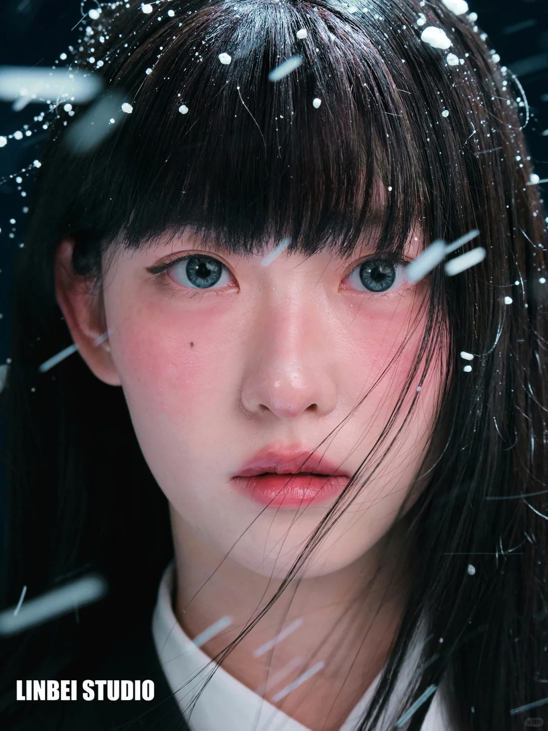 日系雪景写真｜蓝调雪境里的制服少女🩸