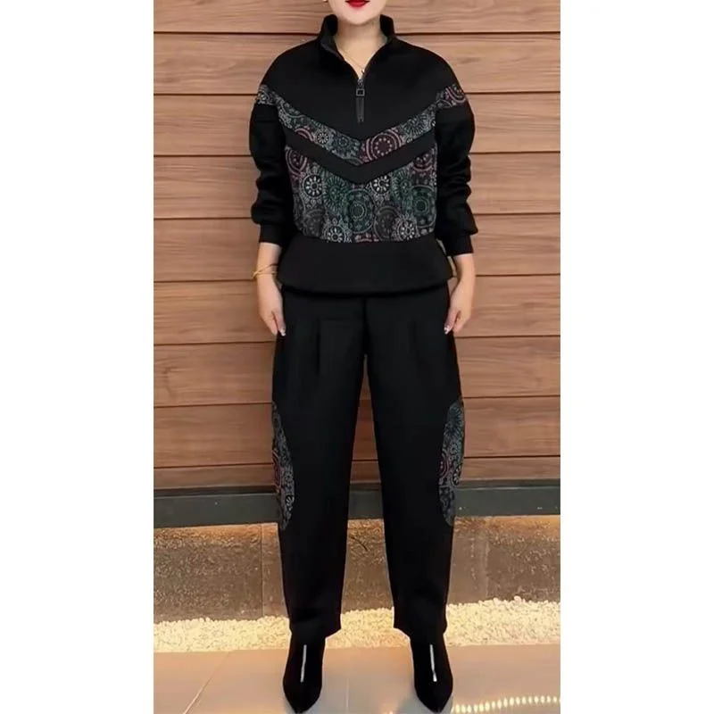 大码时尚印花套装女显瘦又休闲🌈