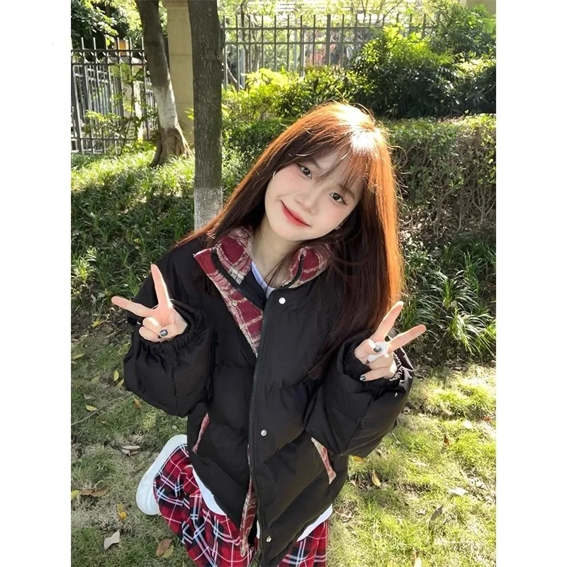 美式复古格子棉服，冬日氛围感拿捏