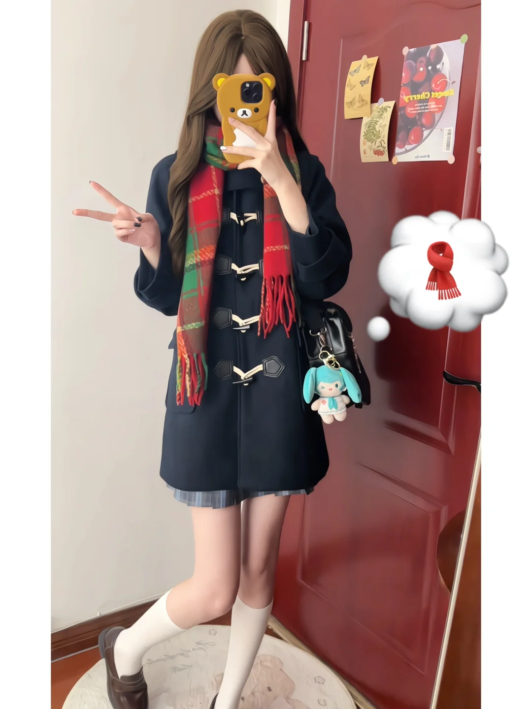 138还送围巾的加厚夹棉jk大衣真的爱了