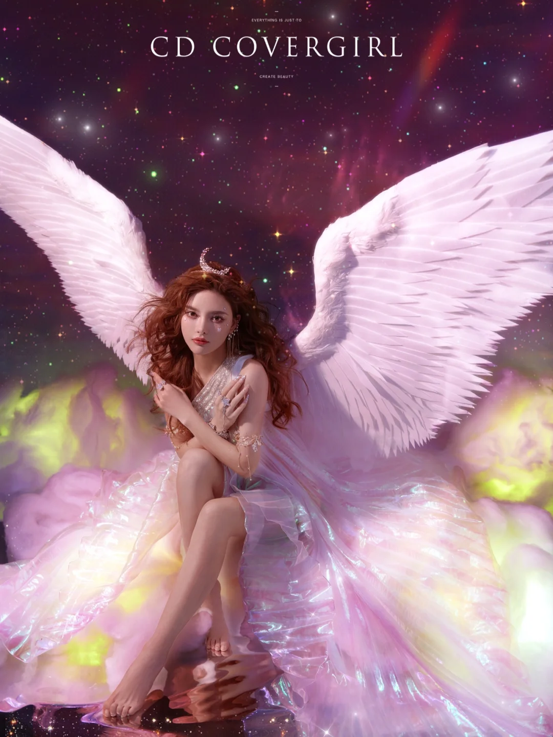 美炸了💥梦幻粉紫色调天使少女写真🌌