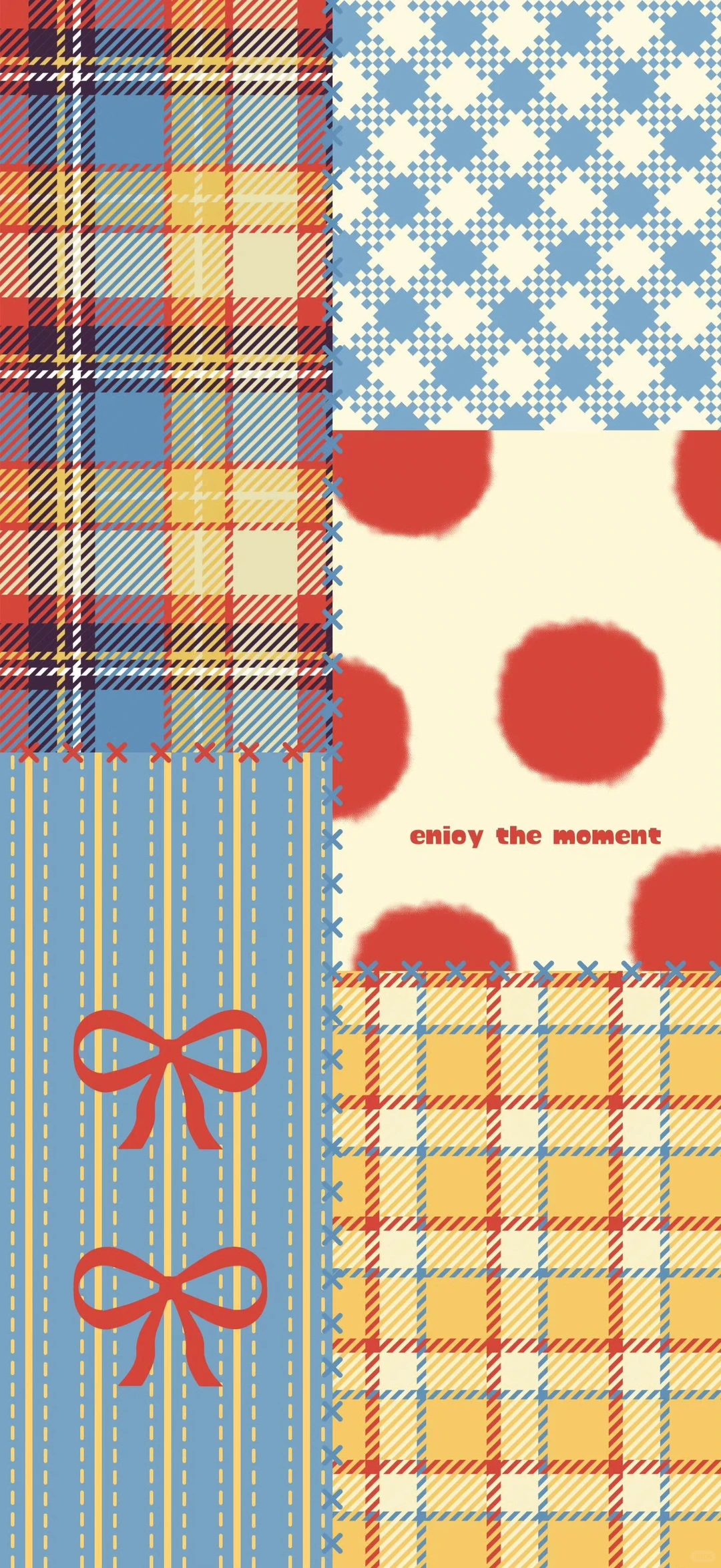 复古格子拼接小众图案简约壁纸/平板壁纸