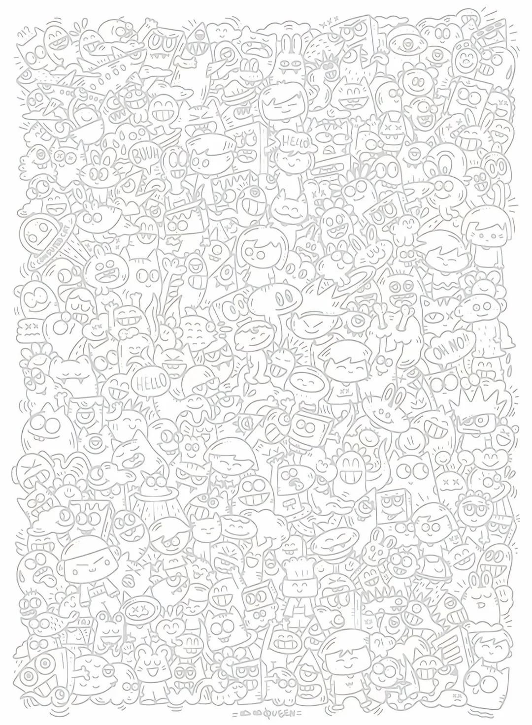 手绘线条涂鸦人物～