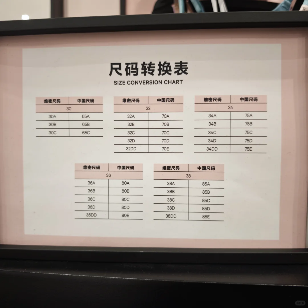 维密尺码转换表 你知道吗？