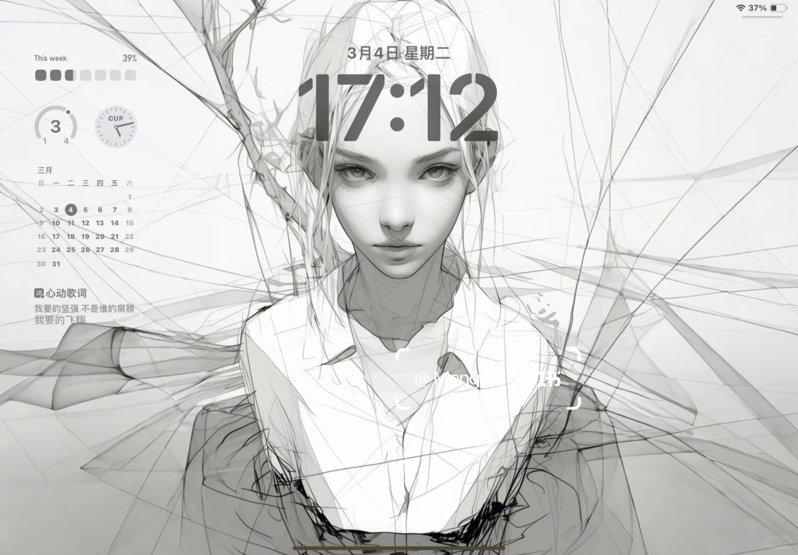 这组平板壁纸也太太太帅了! ♠️ 黑白少女