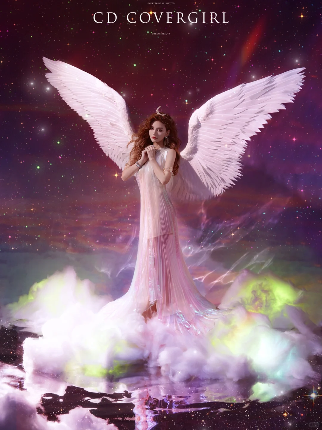 美炸了💥梦幻粉紫色调天使少女写真🌌