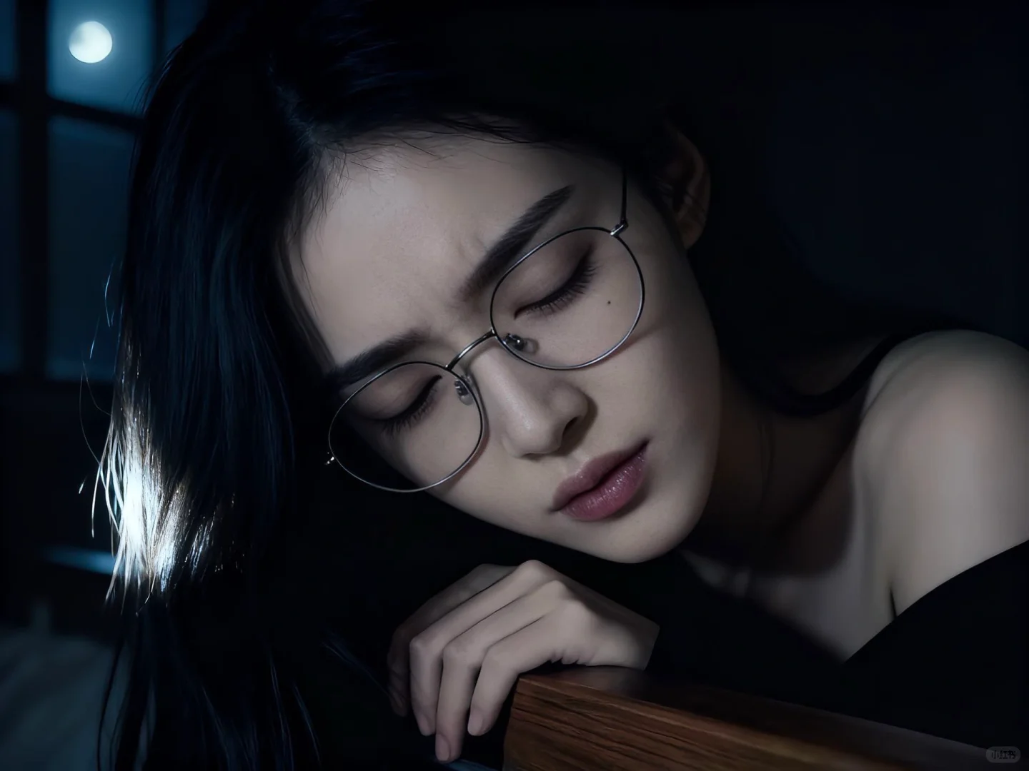 女戴眼镜张嘴背景图