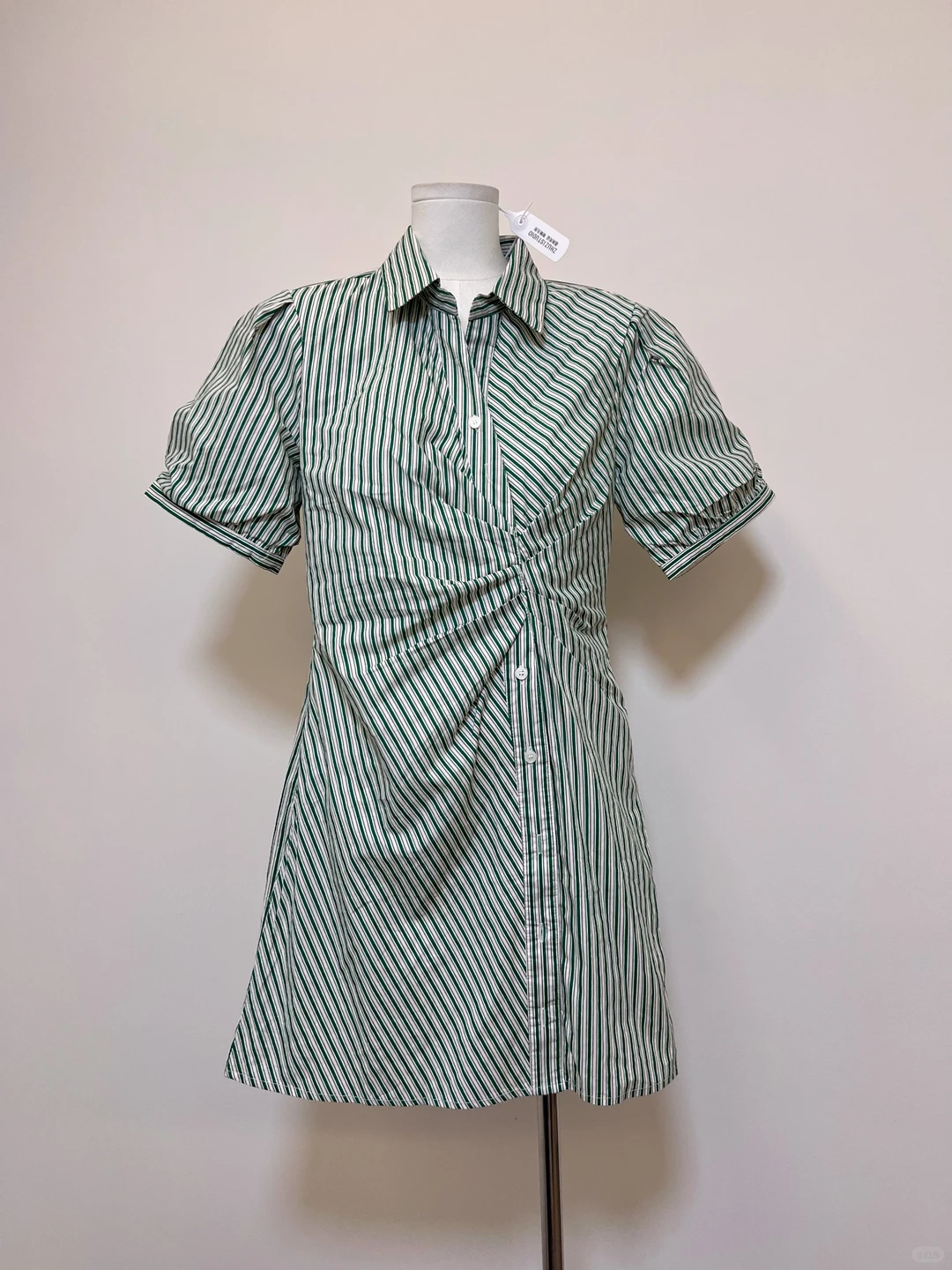 29捡漏！工作室单！韩系抹茶绿收腰polo连衣裙