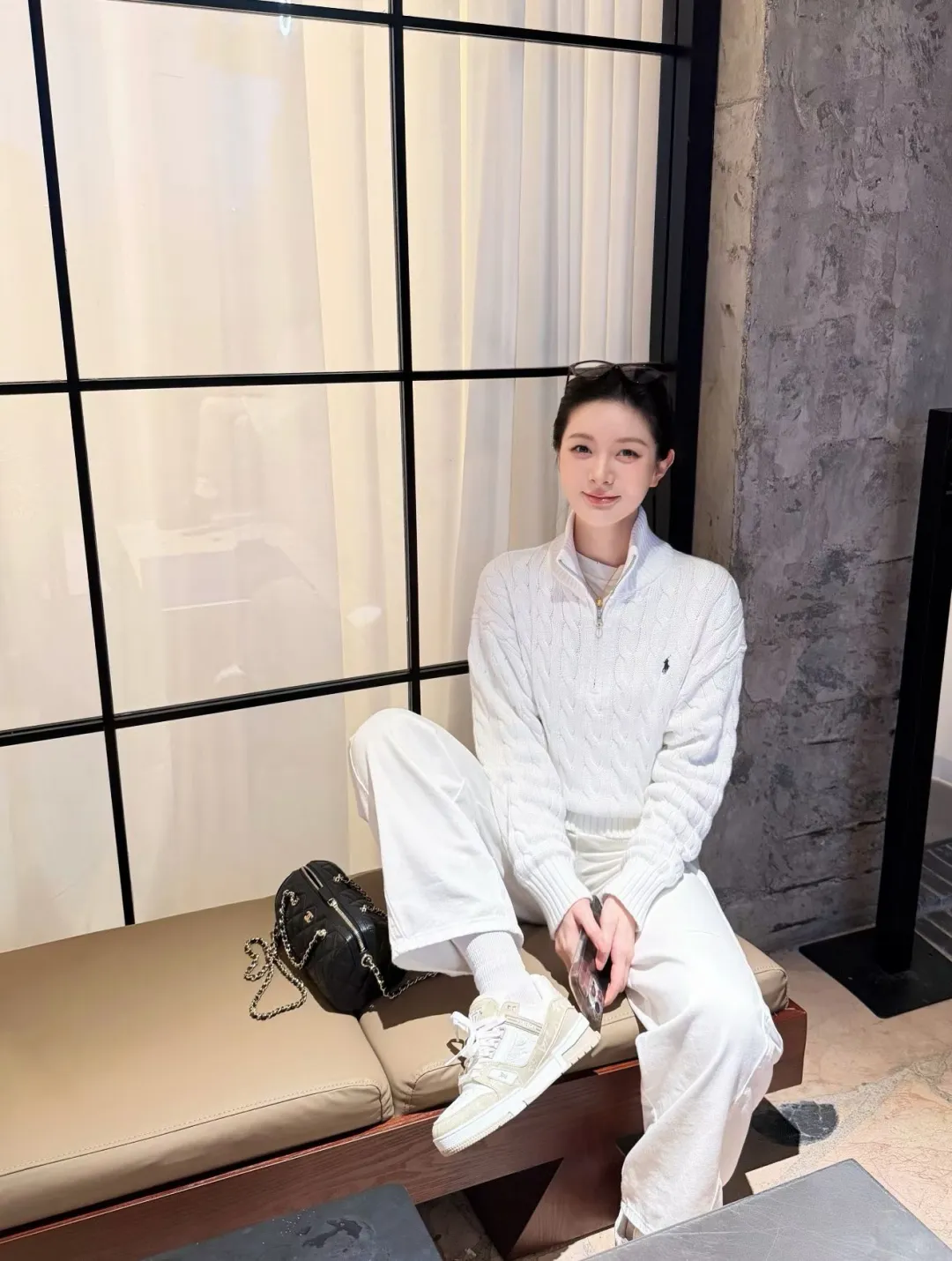 RL女士半拉链绞花针织🤍温度气质兼具