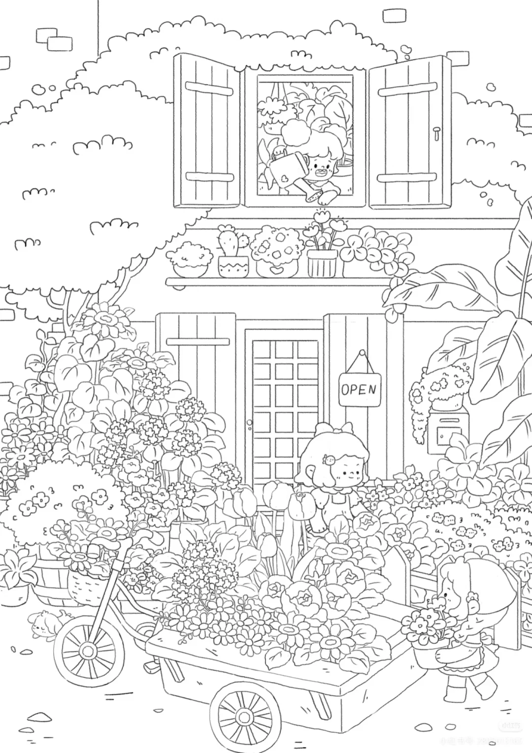 控笔练习day20🌸开花店的小女孩